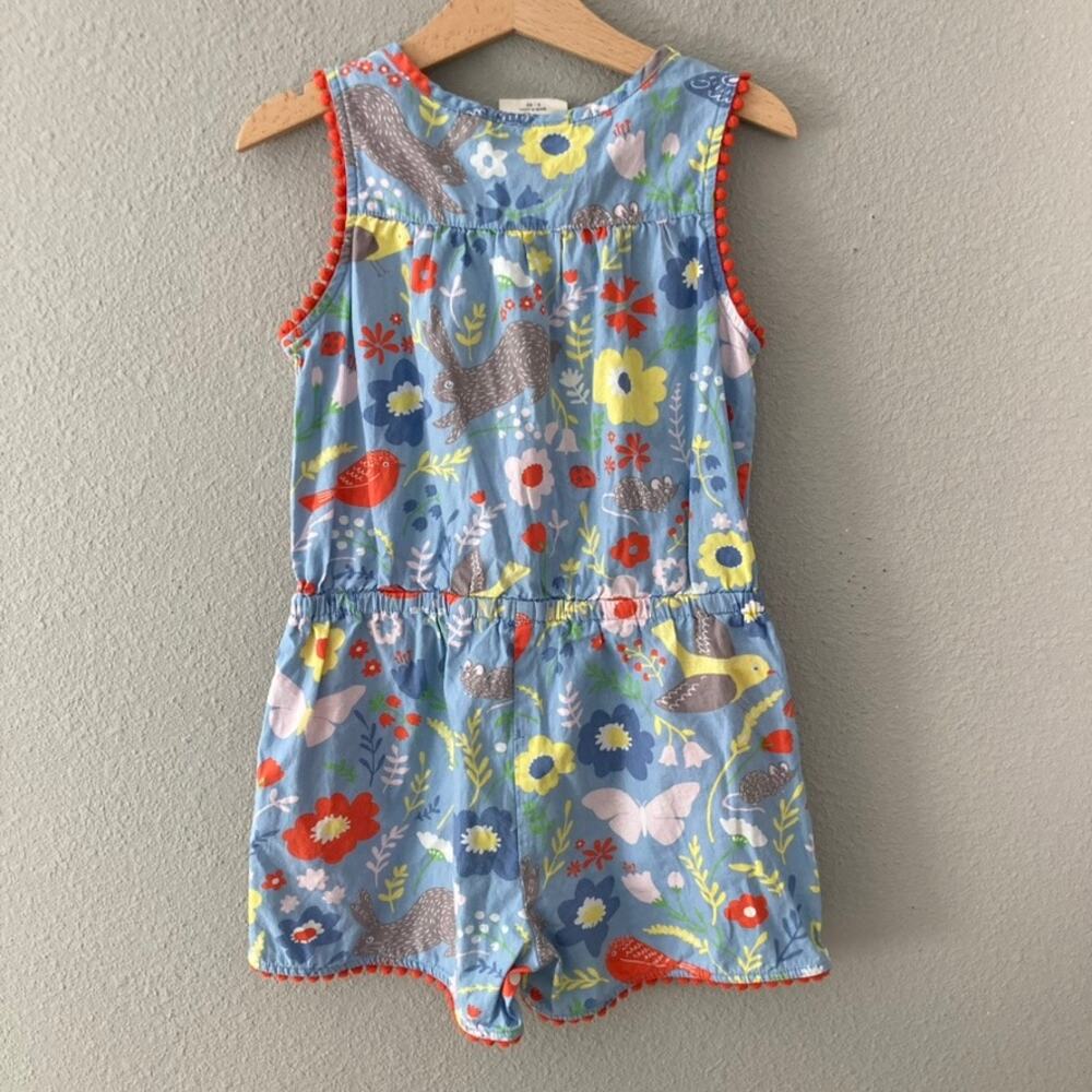Mini Boden Woven Romper Playsuit - Birds Flowers Rabbits - Blue Red - 5-6 - Picture 4 of 7